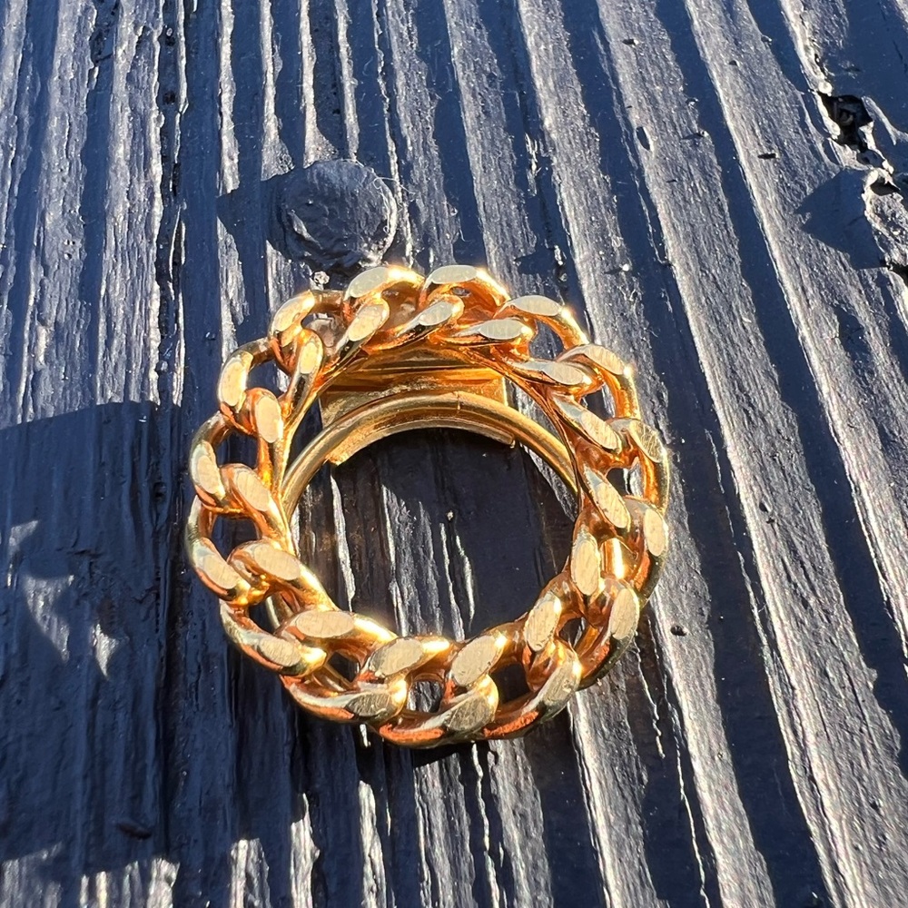 West Germany Round SCARF CLIP Chain Braided Gold Tone MCM VINTAGE RETRO Signed